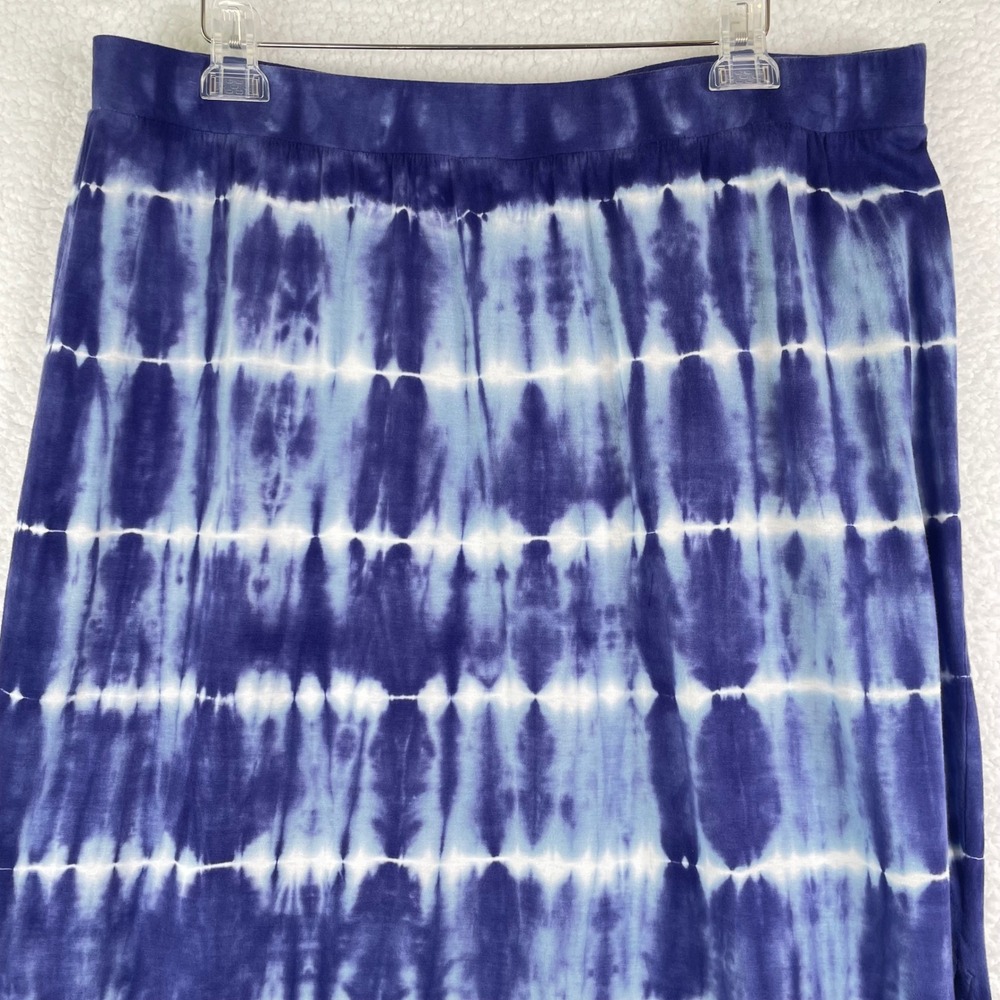 Lane Bryant Blue Tie Dye Maxi Skirt Womens 18/20 *Side Slits Issue* See Pics